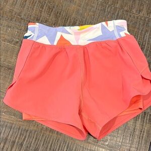 Hanna Andersson Coral Athletic Shorts with Geometric Waistband
